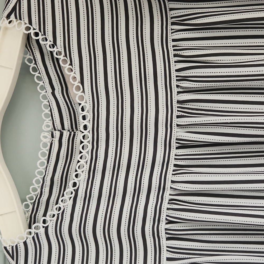Loft, Woman's, Sz XXSP, 2 BL Stripes & Dashes; Short Sleeve w wh Circles - Picture 2 of 9